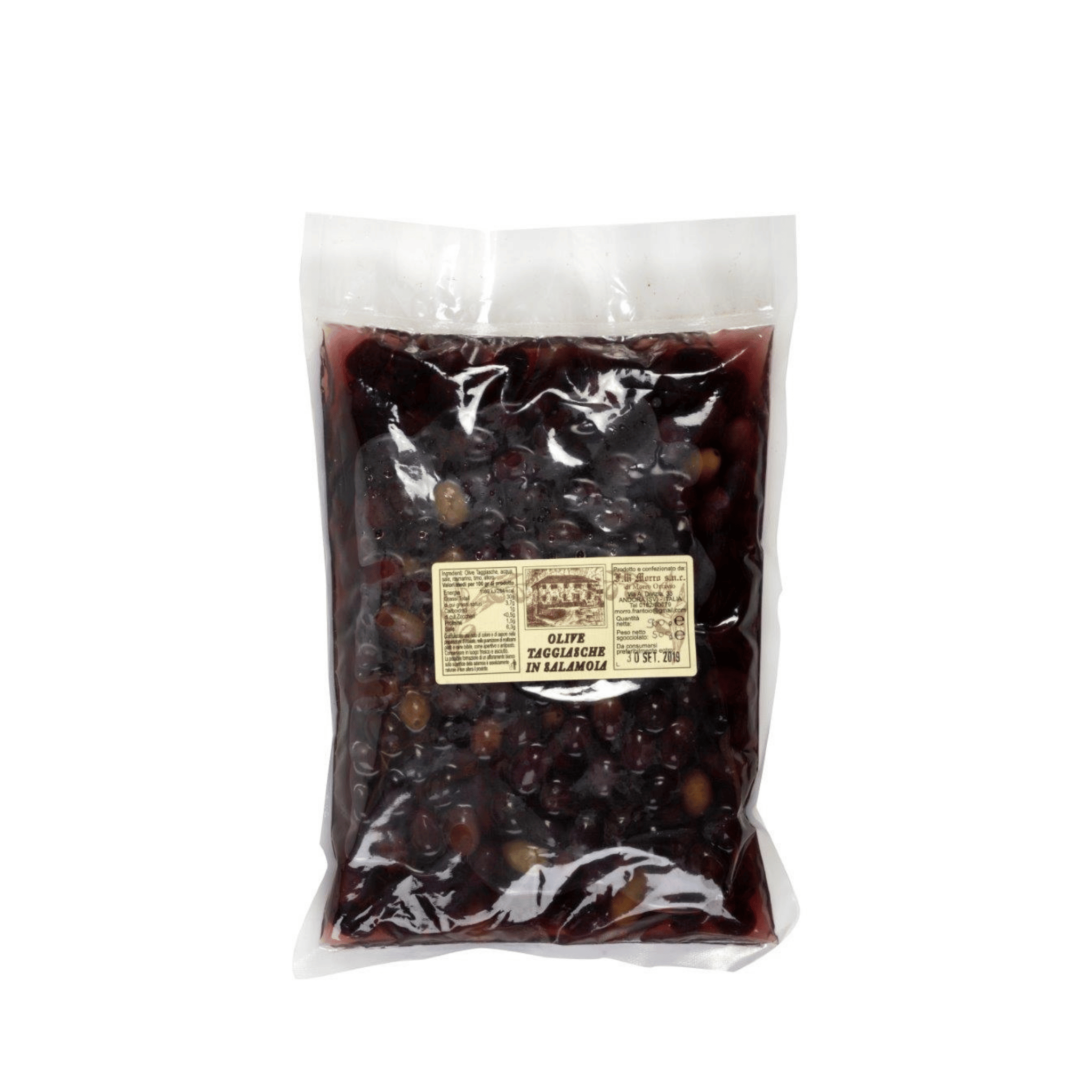 Taggiasche oliven med sten i pose, 200 gr